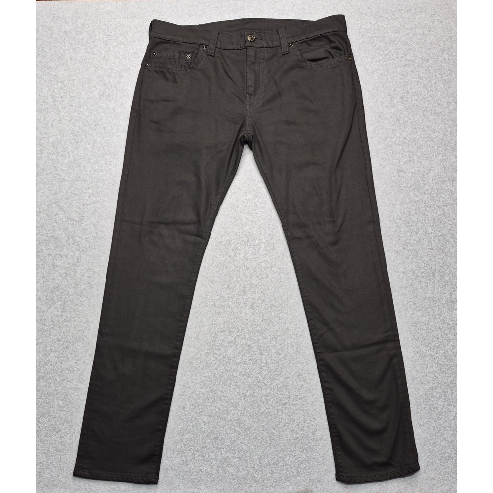 True Religion Jeans Mens 36 Black Rocco Relaxed Skinny Dark Flap Pockets